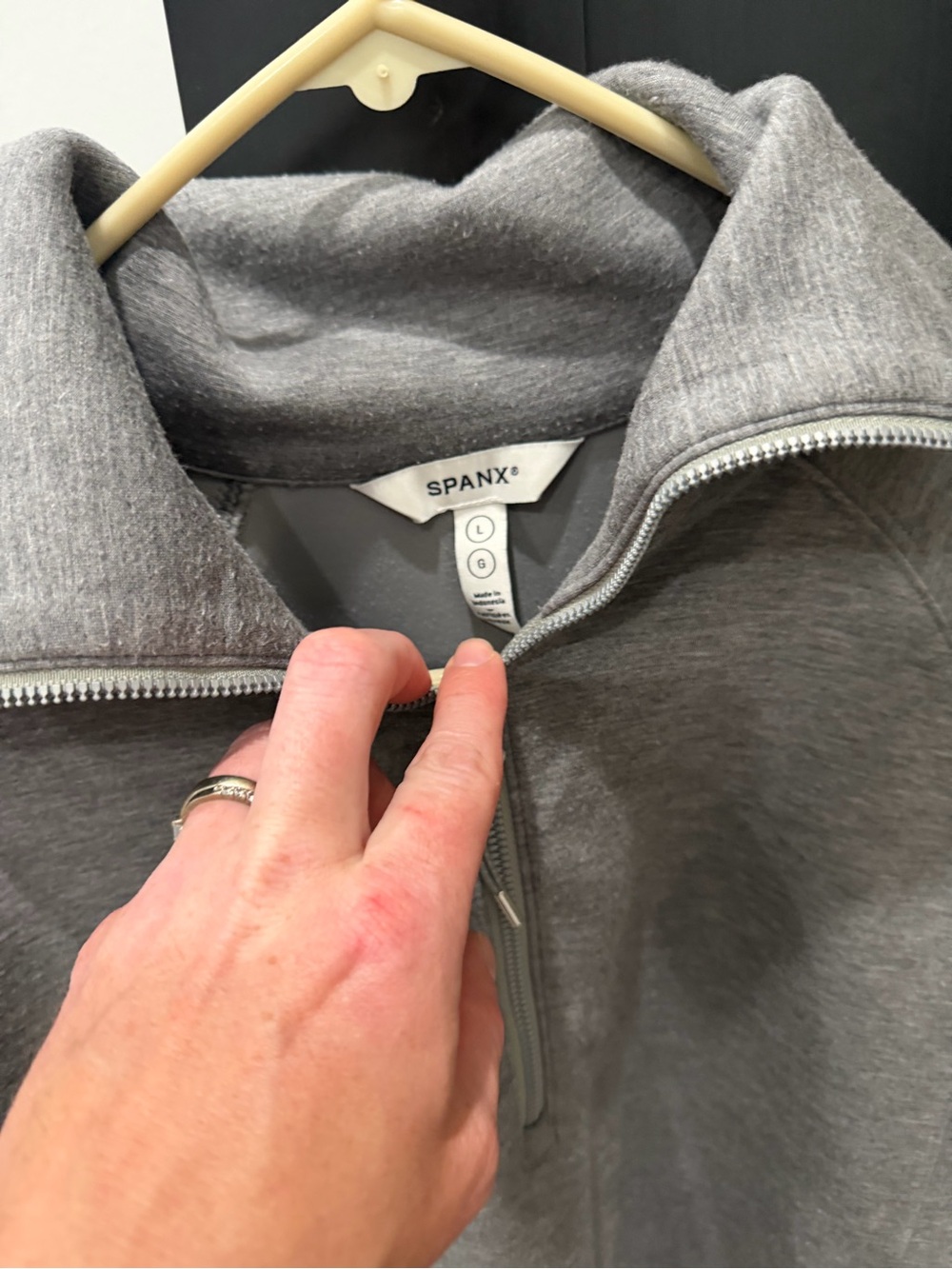 SPANX Women’s Grey Quarter-Zip Sweatshirt - Picture 2 of 3